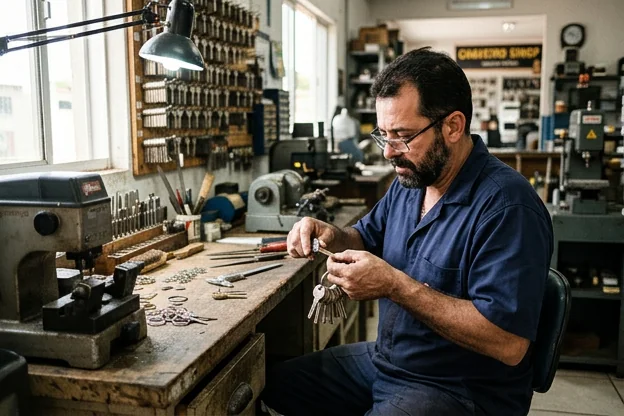 Profissional cuidando da conservação de chaves em Sinop.